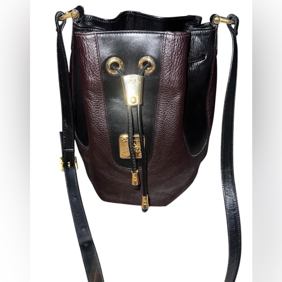 Like New Vintage Handcrafted Leather Goods Brown Leather Drawstring Bucket Bag - Picture 1 of 11